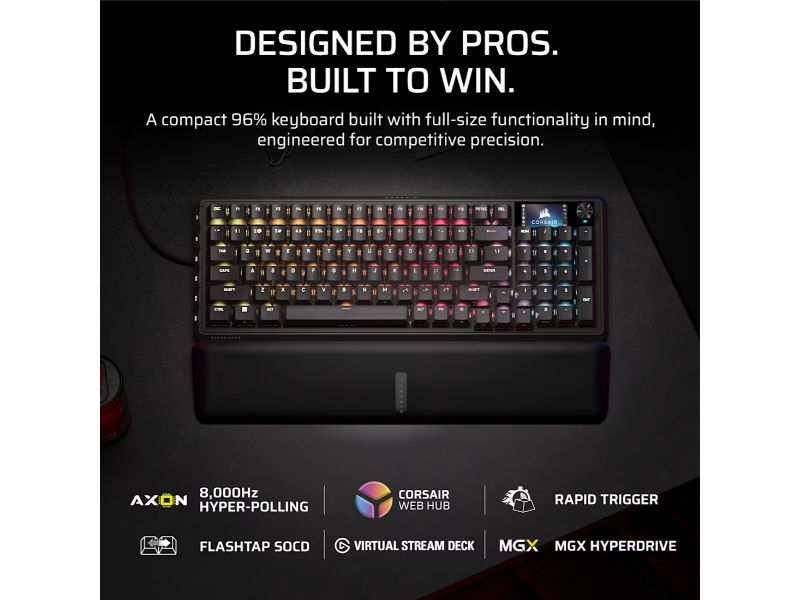 CORSAIR Keyboard VANGUARD 96 PRO LCD (RGB, MGX Hyperdrive, PBT)