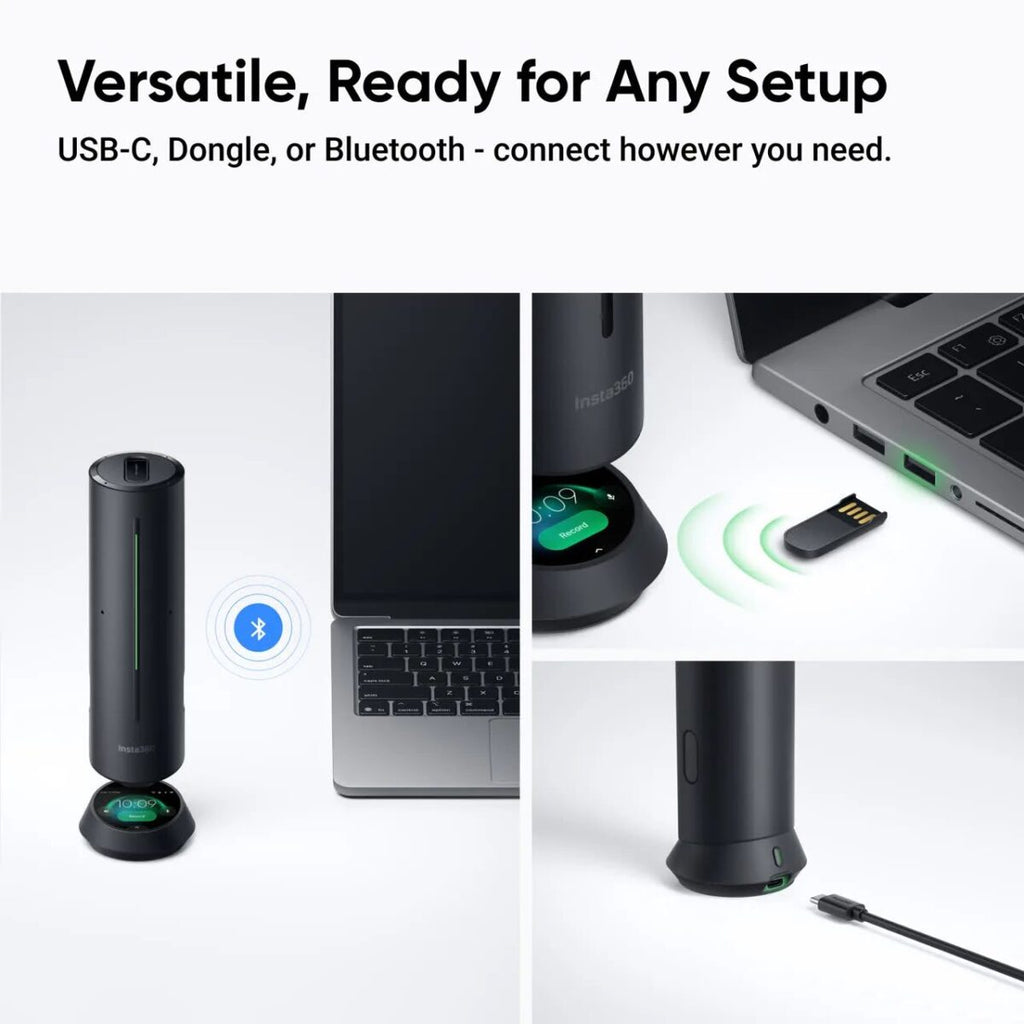 Insta360 Wave Graphite Black – AI Speakerphone for Meetings, Recordings, Podcasts, Live Streams