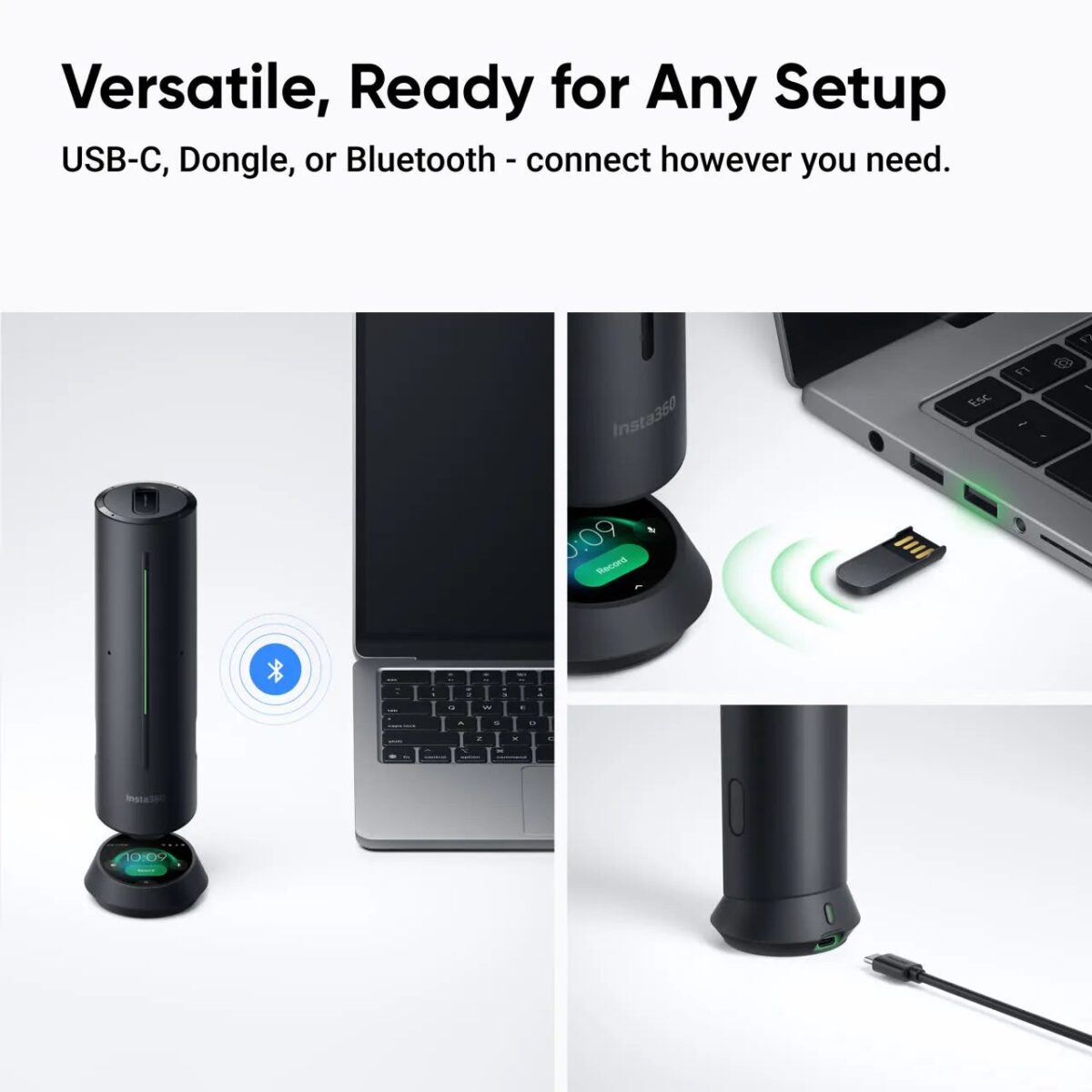 Insta360 Wave Graphite Black – AI Speakerphone for Meetings, Recordings, Podcasts, Live Streams