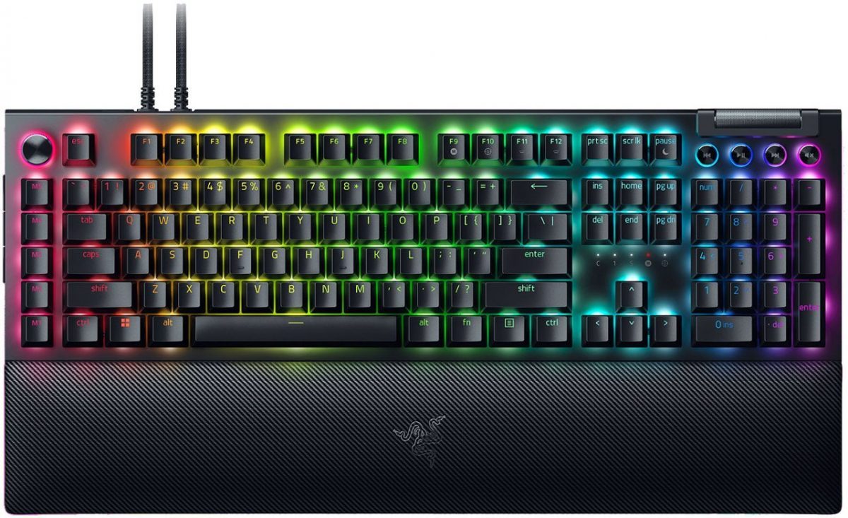 Razer BLACKWIDOW V4 PRO – Gaming Mechanical RGB Keyboard – Yellow Silent Switches – Macros