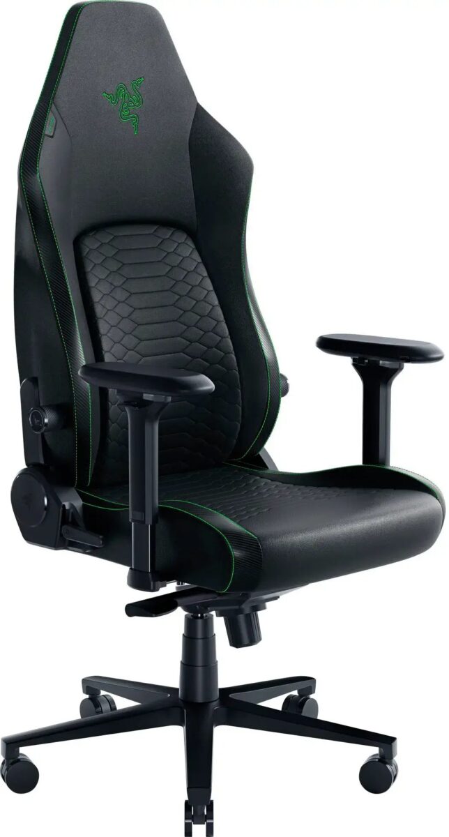 Razer ISKUR V2 Green – Leather Gaming Chair – Lumbar Support – Memory Foam Head Cushion