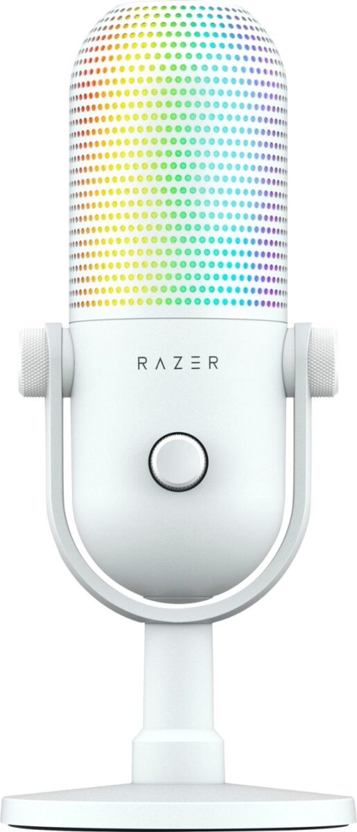 Razer SEIREN V3 CHROMA – WHITE – RGB USB Condenser Microphone – Gain Limiter – Build-in Shock Absorb