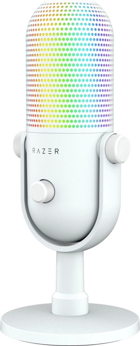 Razer SEIREN V3 CHROMA – WHITE – RGB USB Condenser Microphone – Gain Limiter – Build-in Shock Absorb