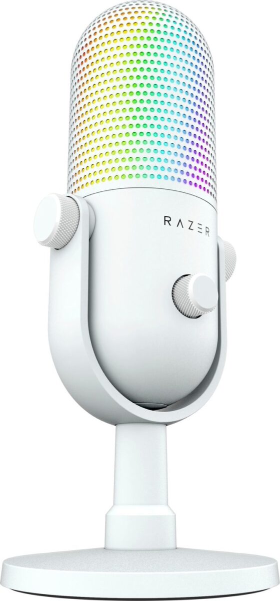 Razer SEIREN V3 CHROMA – WHITE – RGB USB Condenser Microphone – Gain Limiter – Build-in Shock Absorb