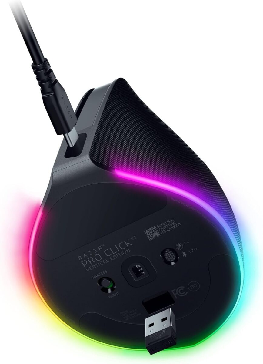Razer PRO CLICK V2 – Vertical Wireless Ergonomic Mouse – ChatGPT AI – Gaming – Long Battery