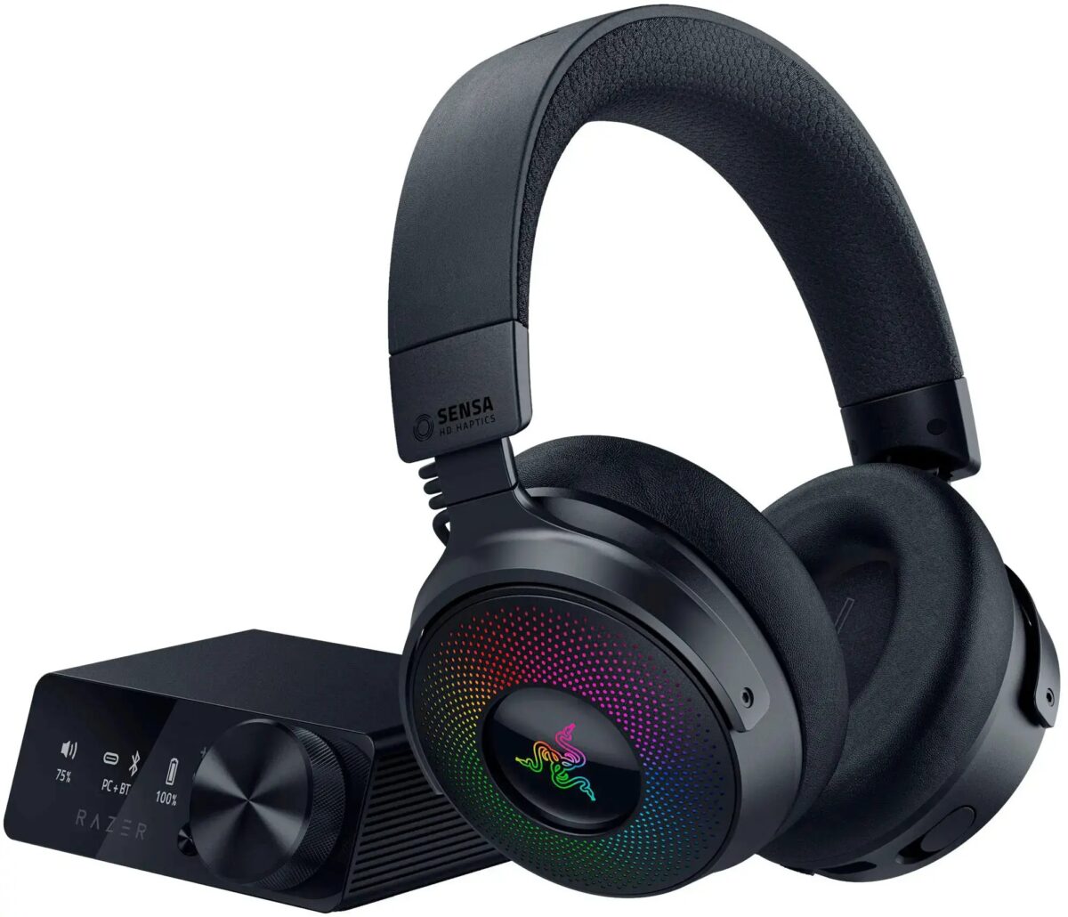 Razer KRAKEN V4 Pro – Wireless 7.1 RGB Gaming Headset – Sound Card – Haptic Feedback – PC/PS5/PS4