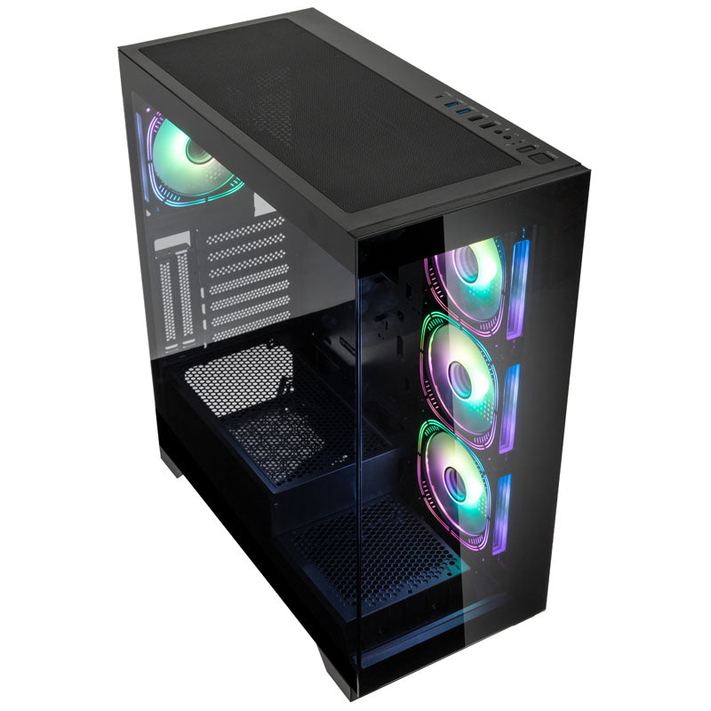 Kolink Unity Peak ARGB Midi Tower Showcase – Black ATX 400mm clearance with 4 ARGB Fans