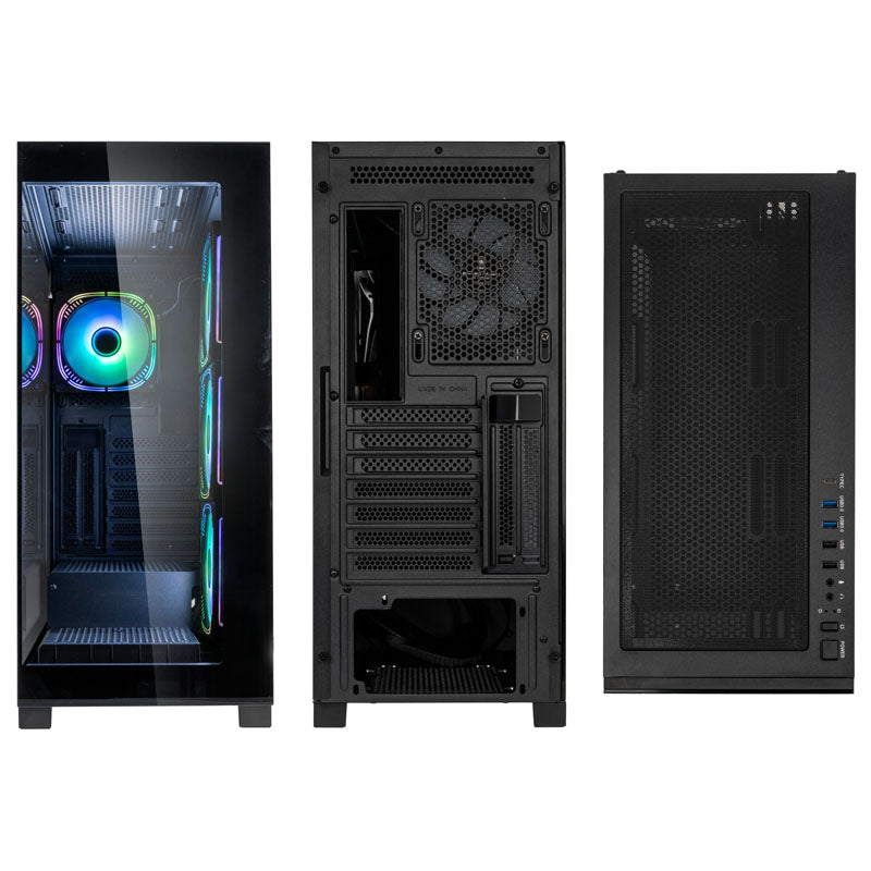 Kolink Unity Peak ARGB Midi Tower Showcase – Black ATX 400mm clearance with 4 ARGB Fans