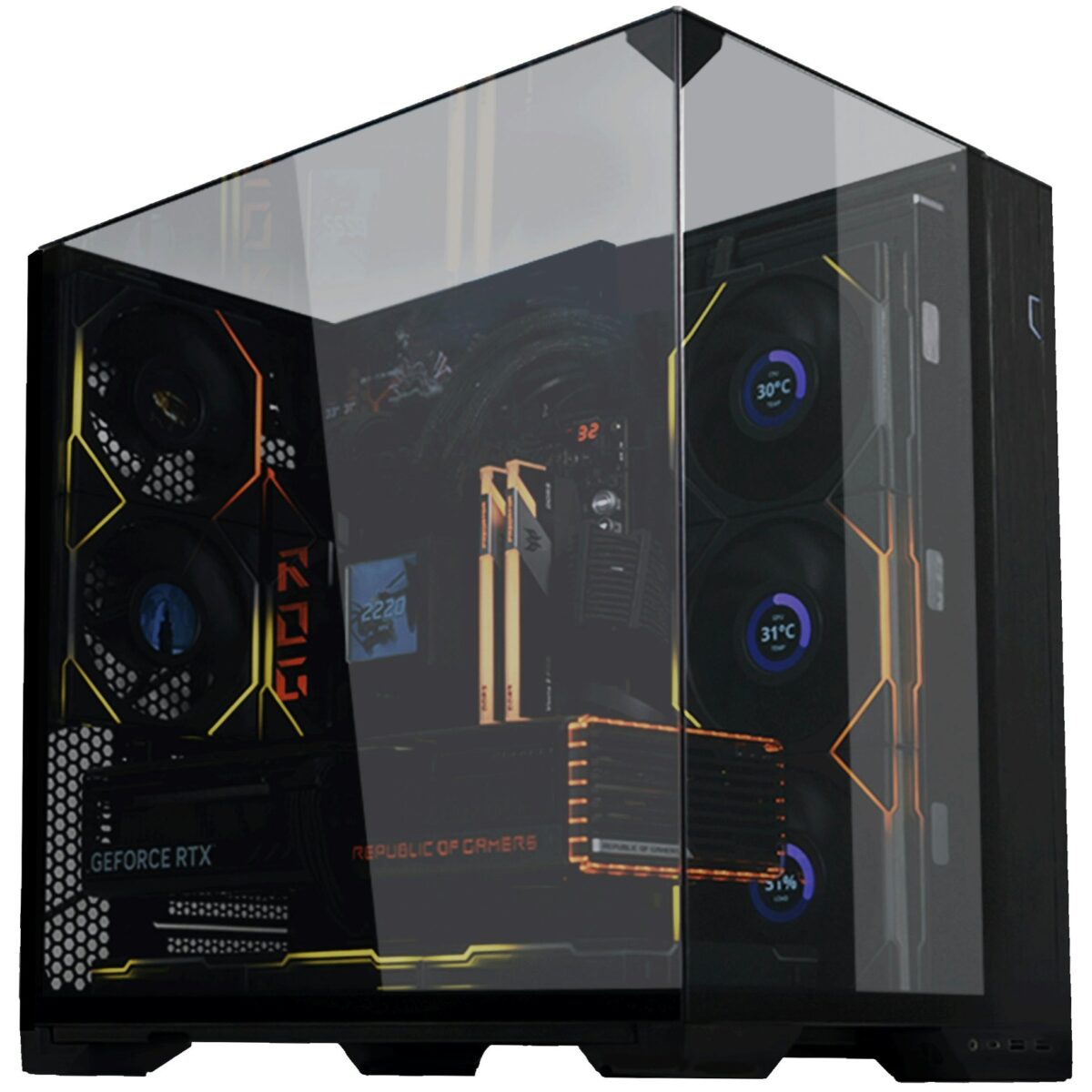 Lian Li O11 Vision Compact Black – Black EATX(under 280mm)/ATX 2 top panels 360AIO Tower PC Case